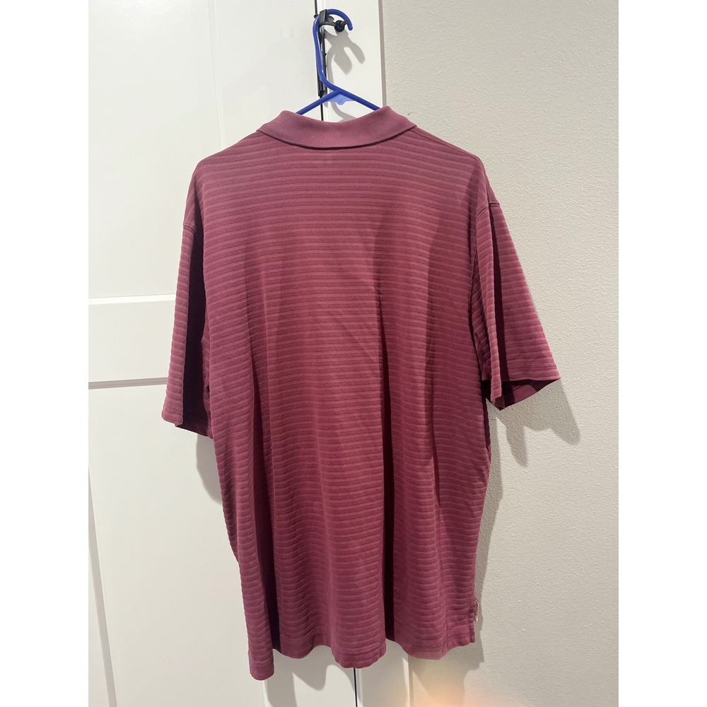 Eddie Bauer Mens XL Polo Shirt Burgundy Maroon Striped Short Sleeve Cotton Blend - Picture 3 of 4